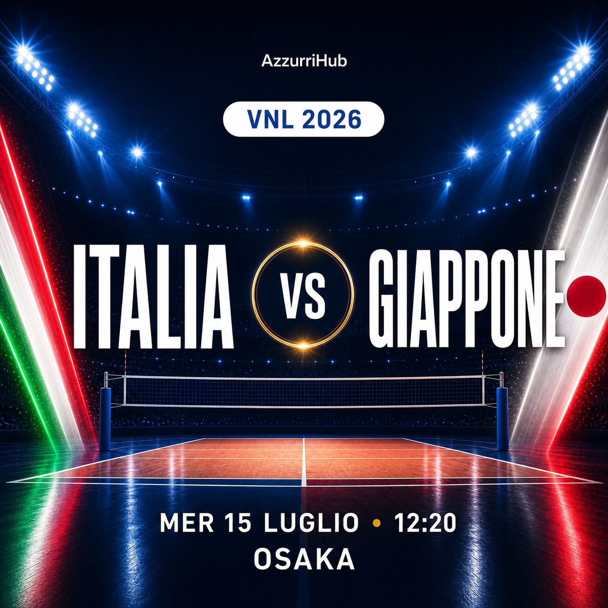 Italia–Giappone, Nations League: mercoledì 15 luglio, ore 12:20